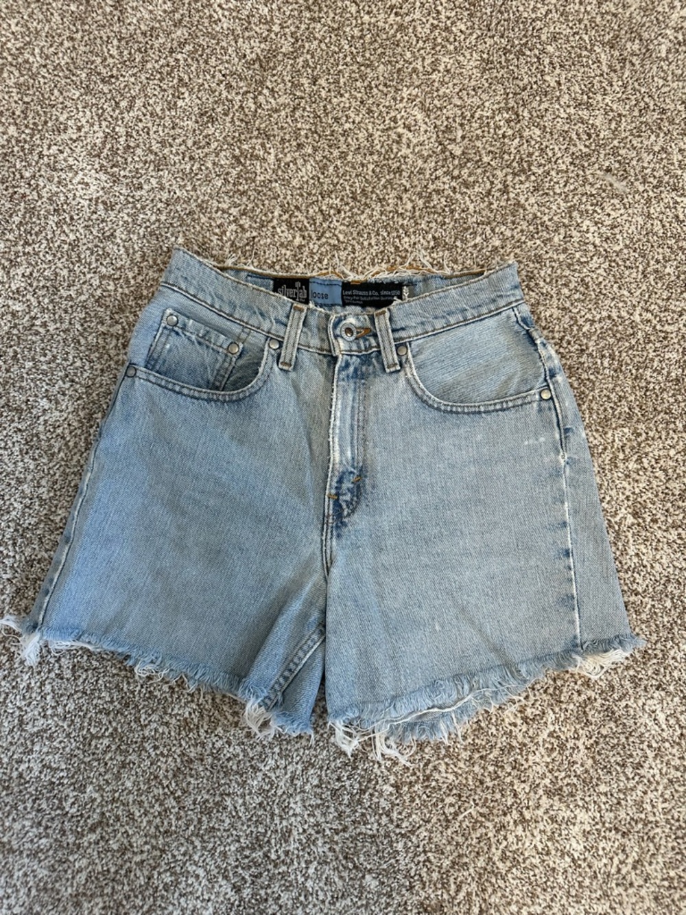 Silvertab Levi's Light Blue High-Rise Raw Hem Denim Shorts